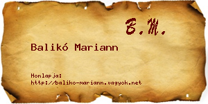 Balikó Mariann névjegykártya