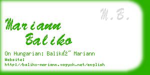 mariann baliko business card